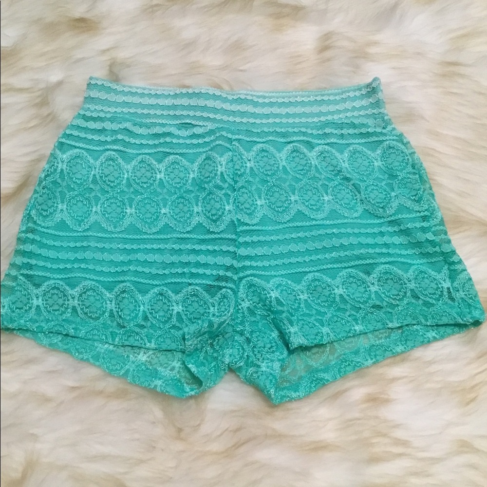 NWT Estam teal lace high rise short
